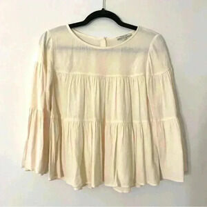 Madewell Tiered Button-Back Cream Blouse Women's XXS